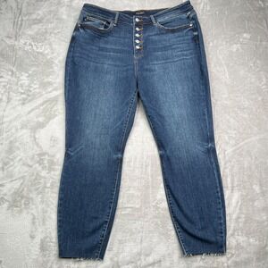 Judy Blue Jeans Women 22W Blue Skinny High Rise Stretch Exposed Button Fly Denim